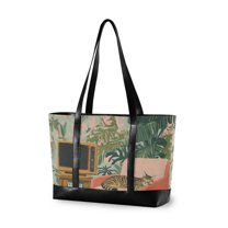 FORMRS Laptop Tote Bag for Women with 15.6" Computer Compartments Handbag, Pink and Green Cat