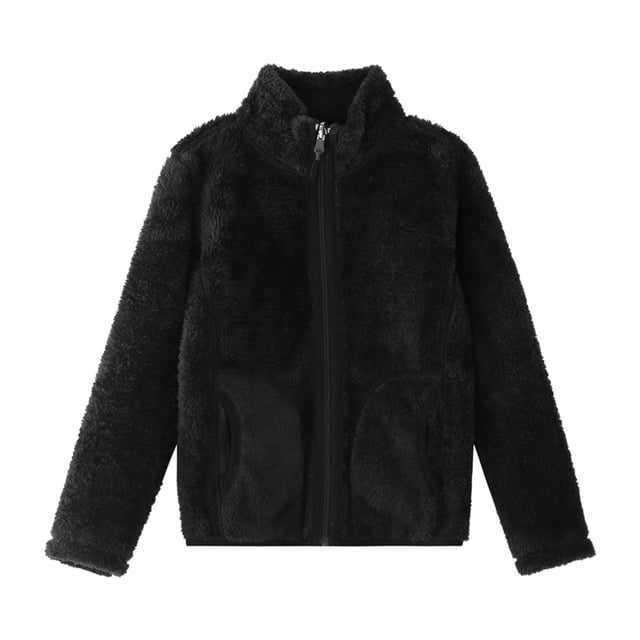 Sudadera Para Niños Pequeños Forro Polar Para Otoño E Invierno Tops De Forro Polar Más Cárdigan De Forro Polar Coral Suéter Con Capucha Negro Odeerbi LM103-7699