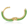 thumbnail image 5 of Gold Plated Transparent Green Enamel Huggie Hoop Earrings for Women, 5 of 5