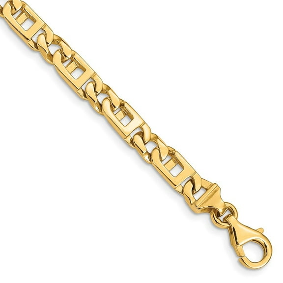 Diamond2Deal 14k Yellow Gold 5.9mm Hand Polished Fancy Link Bracelet for Women 7"