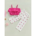 thumbnail image 4 of ZAXARRA Toddler Girls Summer Outfit Sets Solid Color Layered Ruffle Camisole + Heart Print Pants, 4 of 8