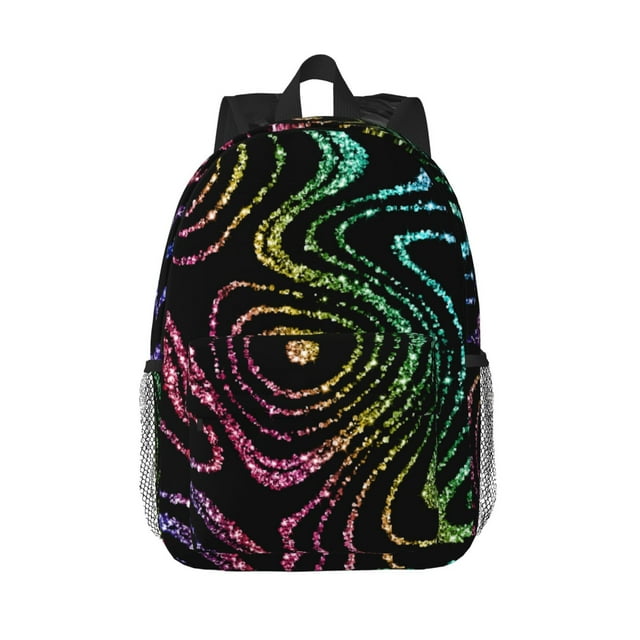 Lukts Rainbow Glitter Pattern 15 Inch Student Backpack, Waterproof Laptop Backpack with Adjustable Shoulder Straps, Lightweight Travel, Campus Backpack, Unisex