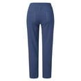thumbnail image 6 of CAICJ98 Women's Pants Casual Petite And Straight Solid Elastic Long Drawstring Linen Waist Cotton Trousers Wide Leg Pants for Women Navy,L, 6 of 6
