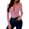 thumbnail image 4 of Yourumao Half Button Henley Shirts for Women Striped Ribbed Knit Tops Trendy Long Sleeve Blouses Spring Casual Tshirts, 4 of 8