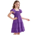 thumbnail image 6 of Toddler Girl Summer Dresses Kids Ruffle Cap Puff Sleeves Boho Dresses Casual for Girls, 6 of 7