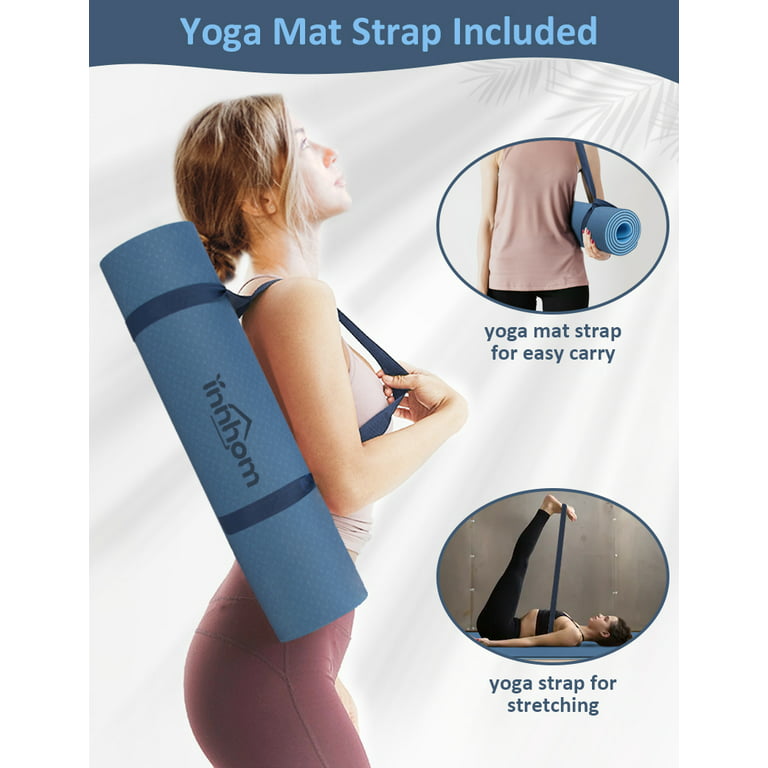 innhom Women 1/3 inch Thick Yoga Mat for Men Exercise Mat Workout Mat for  Yoga Pilates Home Gym Non Slip with Carrying Strap, Blue : Buy Online at  Best Price in KSA 