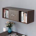 thumbnail image 2 of Basicwise Wall Mounted Computer Cabinet Floating Hutch, Brown, 2 of 2