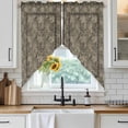 thumbnail image 6 of Grey Boho Swag Curtains for Kitchen/Bedroom/Living Room, Vintage Ethnic Tribe Abstract Art Floral Scalloped Curtains 63 Inch Long, Rod Pocket Window Swag Topper Curtains Valances 2 Panels Set 36"x63", 6 of 8