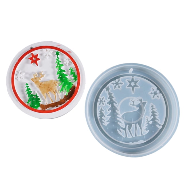 Bangcool Christmas Silicone Mold Round Decorative Xmas Tree Pendant Mold Resin Art Mold