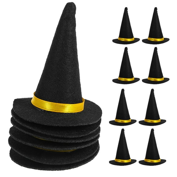20pcs Mini Felt Witch Hats Handmade Wine Bottle Decor for Party Favors DIY Hair Accessories Crafts