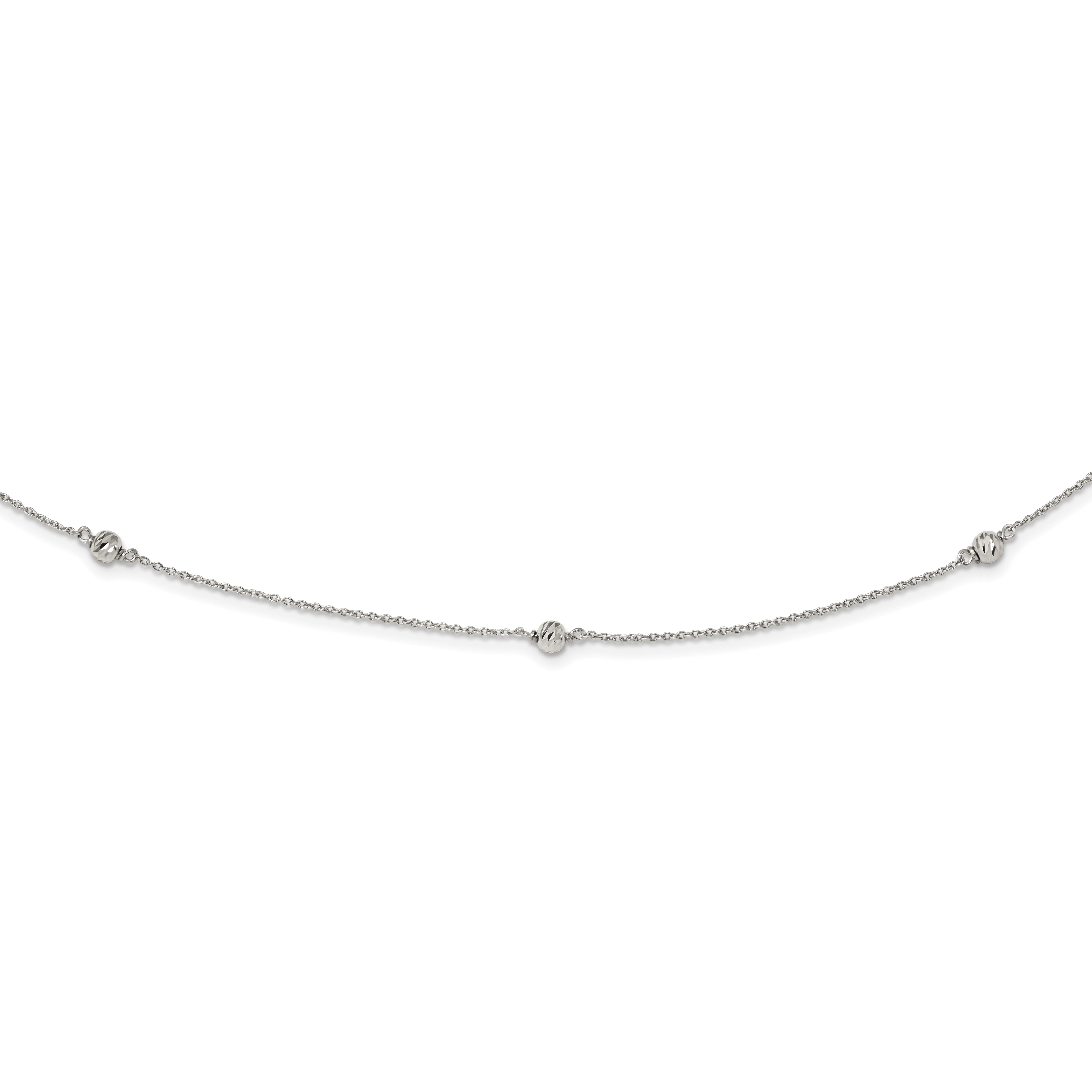 925 Sterling Silver Beaded 35.5in Chain Necklace Pendant Charm Bead