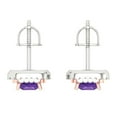 thumbnail image 4 of 2.31 Ct Princess Cut Halo Studs Purple Natural Amethyst 14K White Rose Solid Solid Gold Everyday Dainty Earrings Screw Back, 4 of 7