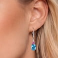 thumbnail image 3 of Gem Stone King 925 Sterling Silver Swiss Blue Topaz and Pink Moissanite Dangle Earrings for Women with Lab Grown Diamond (4.99 Cttw, Oval 9X7MM), 3 of 6