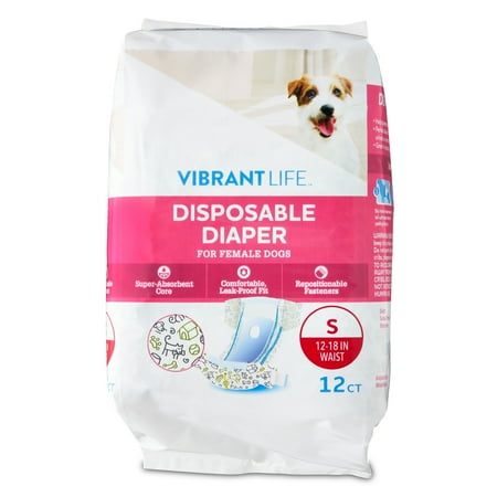 Vibrant Life Disposable Diapers for Female Dogs, Small