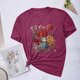 thumbnail image 5 of Blusas de Verano de las Mujeres Flor Impresa Cuello Redondo Manga Corta Superior, Verano Superior de las Mujeres, 5 of 8