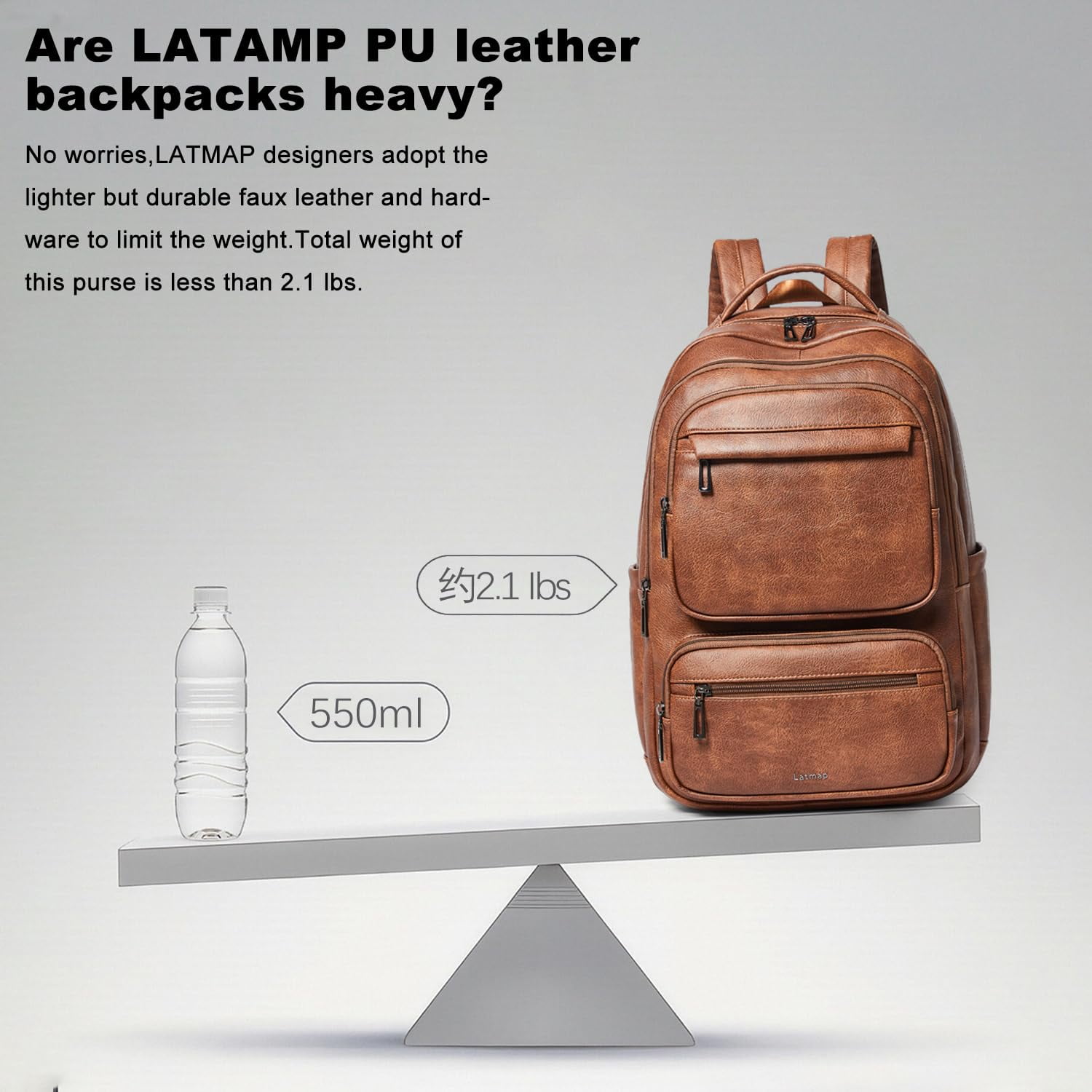 43L Backpack Purse for Women Travel Backpack Leather Large Women 17 16 15.6 Inch Laptop Bag Handbags For Travel Work College Large Brown
