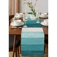 thumbnail image 2 of Teal Ombre Table Runner Farmhouse Vintage Wooden Striped Tablerunners 13 x 60 Inch, Table Decorations Tabletop Scarf for Summer Gathering Holiday Farmhouse Kitchen Dining Decor, 2 of 6