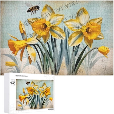Puzzles for Adults 1000 Pieces Difficult Challenge Daffodil Flower Jigsaw Puzzles Spring Flower Puzzles as Wall Decor