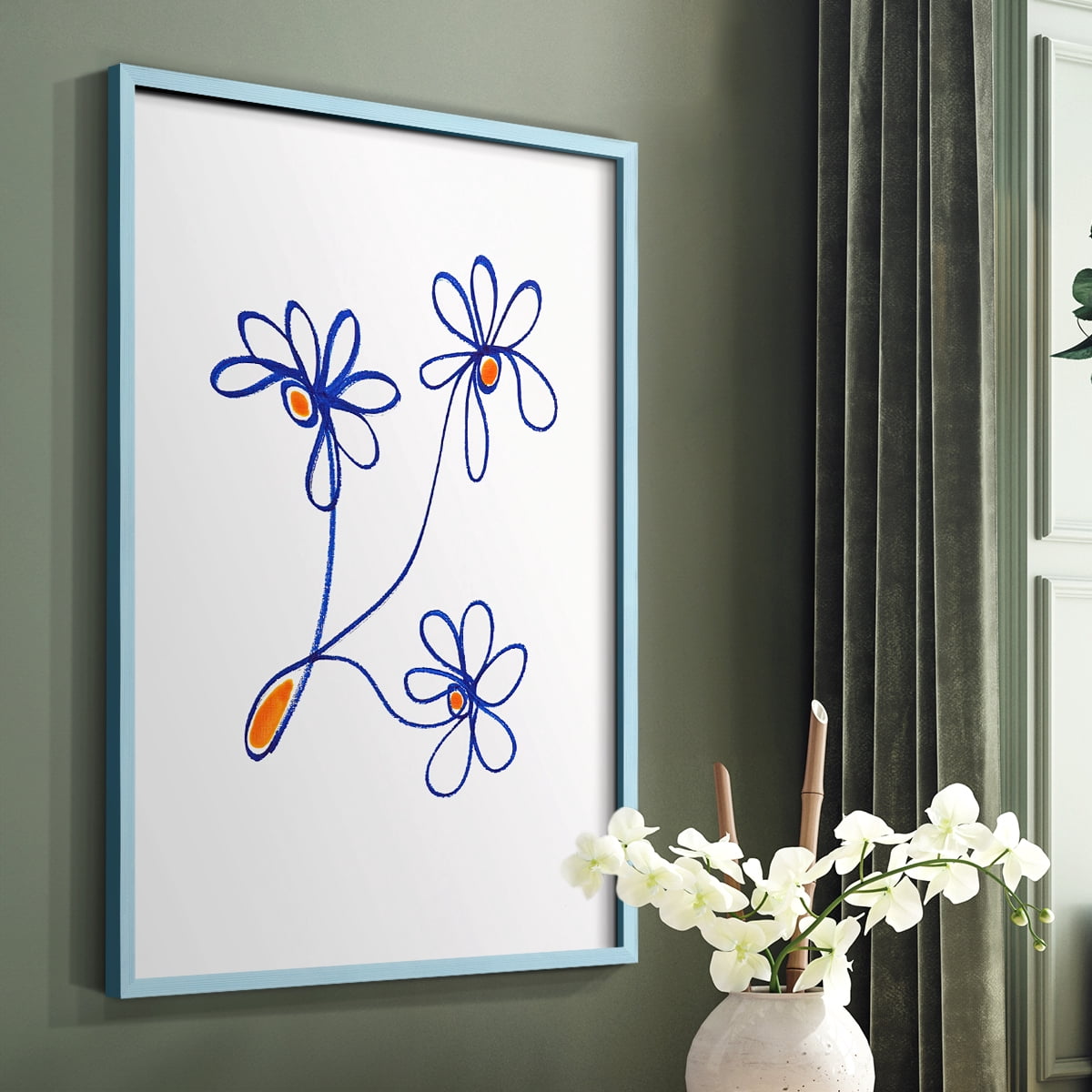 Wobbly Blooms III Framed Print - Solid Wood in Single Picture Frame Solid Wood 2 Framed Print