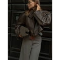 thumbnail image 5 of Jaekct cálido de piel sintética Lisa Vintage para mujer, abrigo corto holgado de manga larga a la moda para bicicleta y Motor, novedad de otoño 2024 para oficina y uso diario, 5 of 5