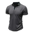 thumbnail image 2 of Chemises pour Hommes, T-Shirt Blouse Basique à Manches Courtes pour Hommes Musclé Robuste Uni Haut T-Shirt Blouse à Manches Courtes Col Rabattu Chemise, 2 of 6
