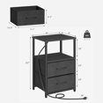 thumbnail image 3 of LED End Table with Charging Station, Nightstand with Cloth Drawer, Side Table with 1 USB Port and 1 Type-C Port, Set of 2, Couch Table, Black TB01BK052L, 3 of 14