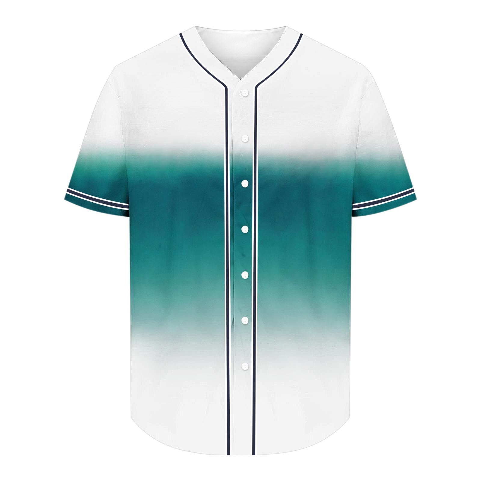 cllios Mens Gradient Baseball Shirts Big and Tall Casual Button Down Short Sleeve Tees Casual Stand Collar T Shirts for Men