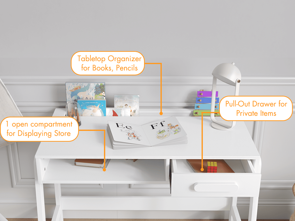 STAROUS Kids Desk and Chair Set: Wooden Study Table with Drawers & Ergonomic Chair for Bedroom & Study Room