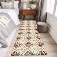 thumbnail image 5 of Vintage Pink Red Floral Large Area Rugs for Bedroom Living Room, Soft Non Slip Carpet Bedside Rug, Farmhouse Flower Green Leaf Rectangular Floor Cover Kitchen Accent Rug 2'x6' for Dining Room/Office, 5 of 9