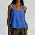 thumbnail image 5 of Women's Square Neck Sleeveless Top Cotton linen Casual Going Out Loose Fit Tank Tops Side Tie Summer Blouse Beach Vacation Shirt, L, 5 of 8