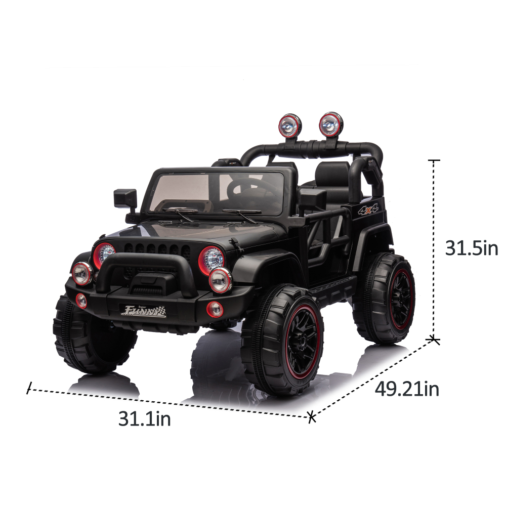 HappyToysWorld24V Large Ride On Car for Kids (20in Wide Seat), Electric Toy Car w/ Parental Control, Suspension & Bluetooth, 2.5-4MPH, Portable Pull Rod Design for Ages 3-8