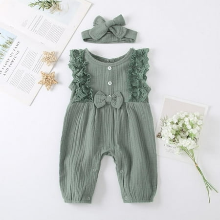 

TINKER Baby Lace Bowknot Jumpsuit Sleeveless Lace Jumpsuit