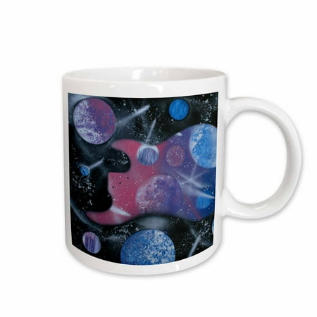 

3dRose bass guitar purple pink blue planets Ceramic Mug 15-ounce