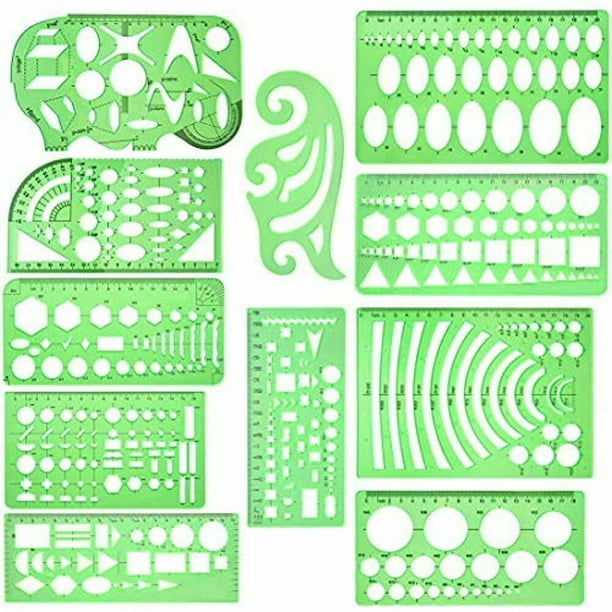 11 Drawing & Lettering Aids Pcs Geometric Drawings Templates Measuring