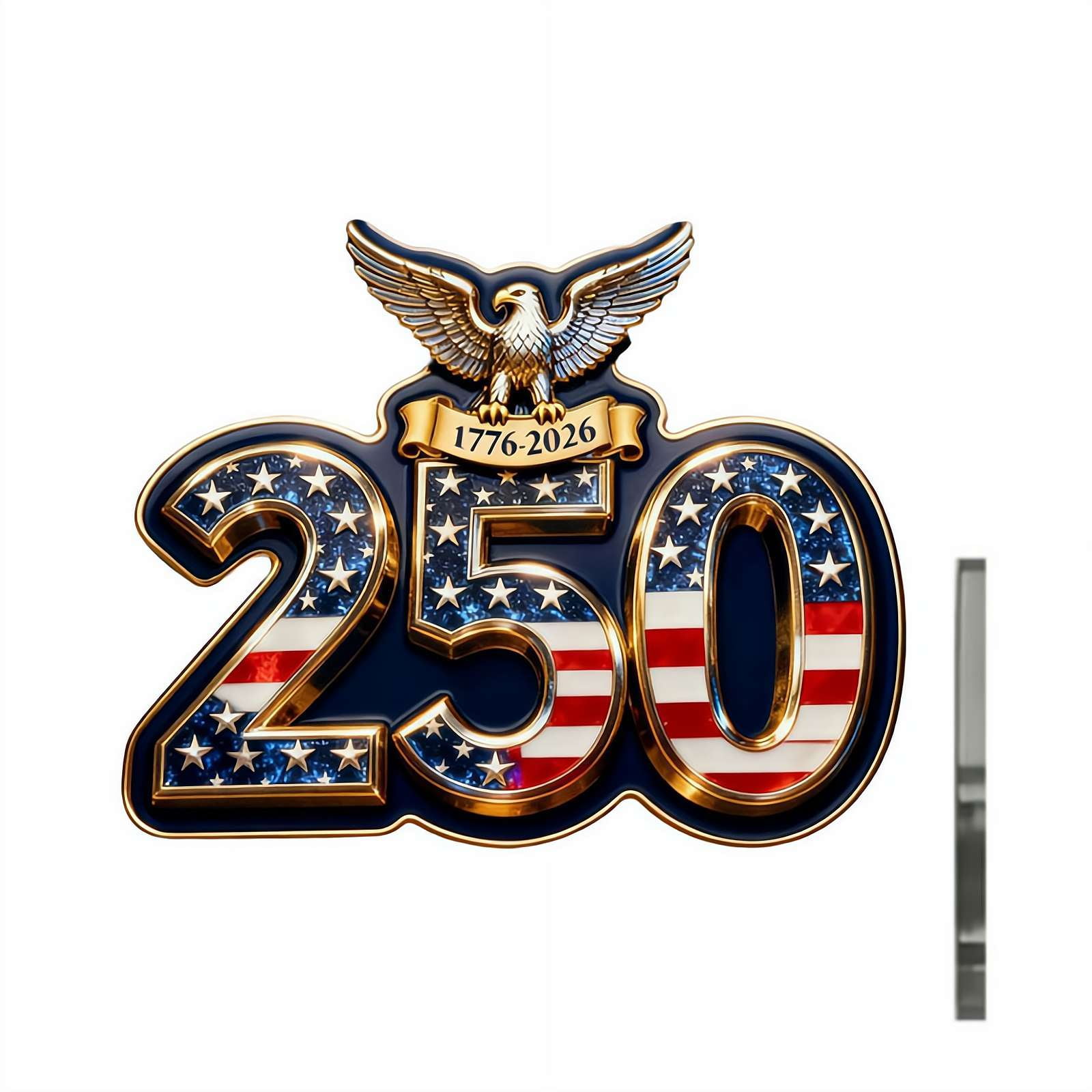 250th Birthday Collar & Lapel Pin 1776-2026, Historic Metal Gold Plated Lapel Pin, Historic Souvenir Gift for Veterans & Active Duty