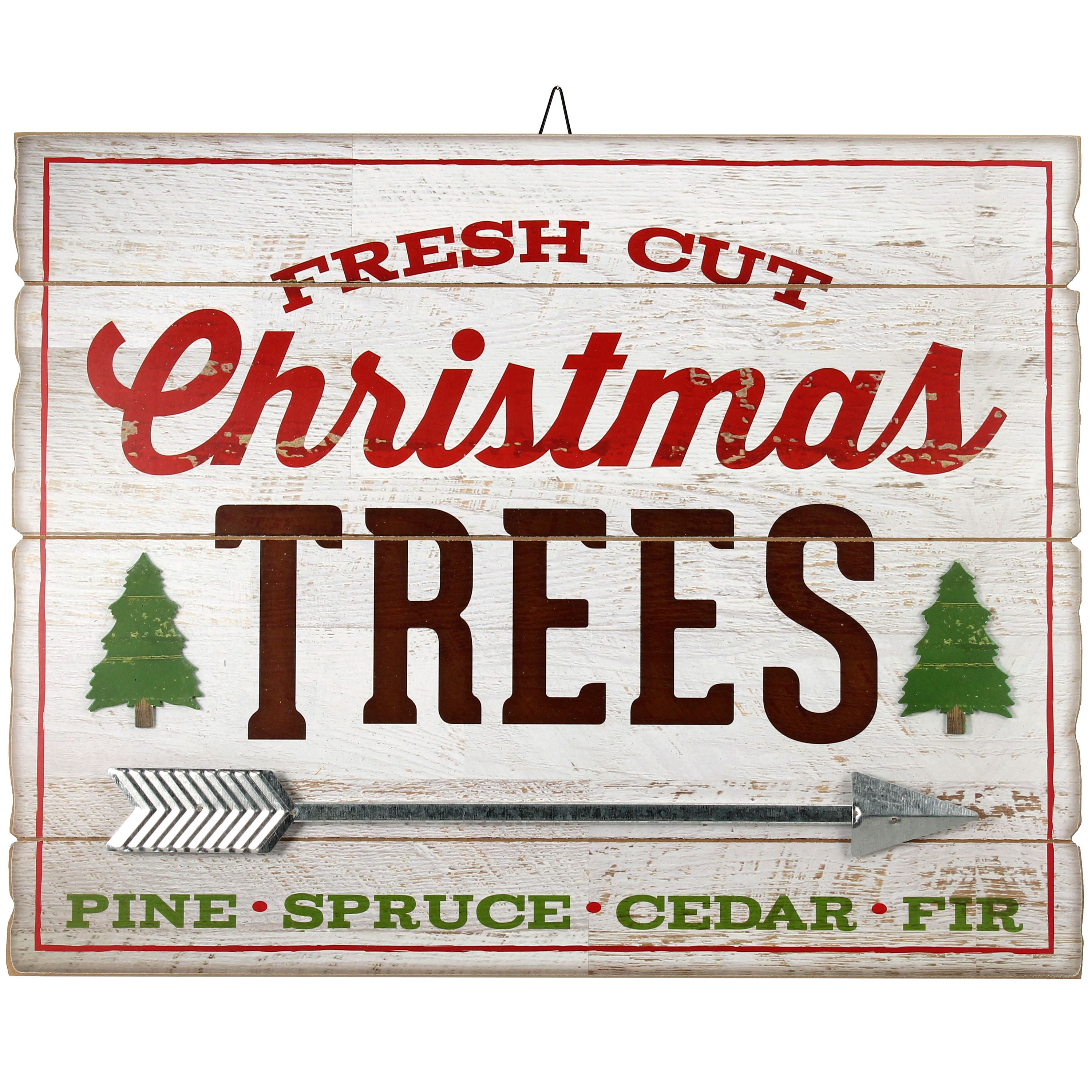 HOLIDAY TIME CHRISTMAS TREES DISTRESSED WOOD SIGN, 23 X 18 INCH