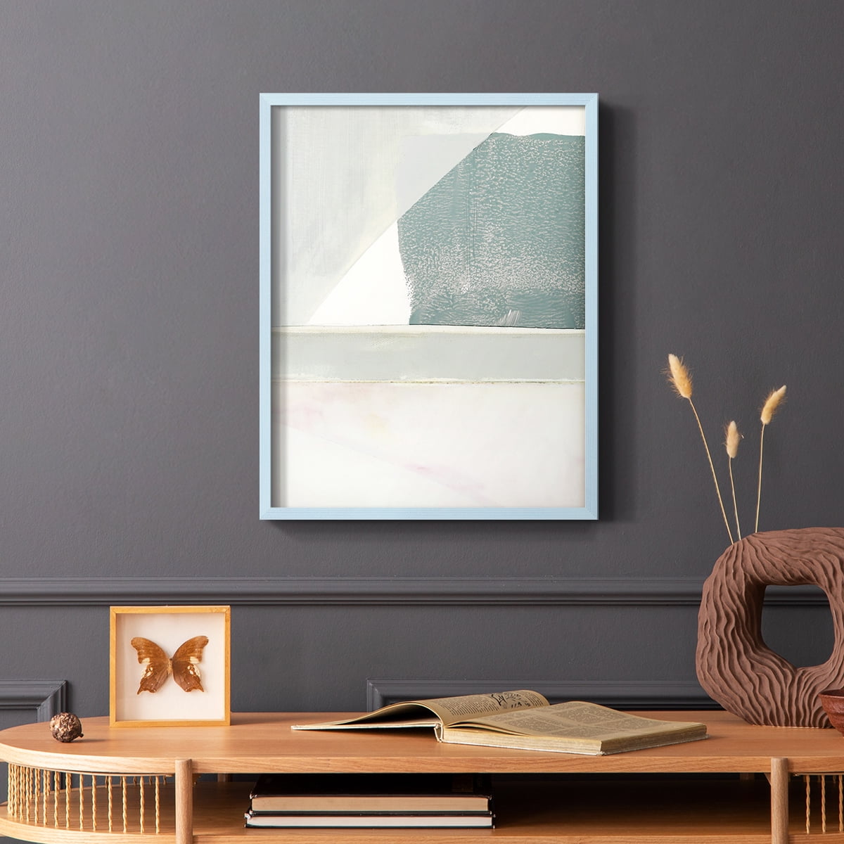 Couturier II Framed Print in Blue Solid Wood Framed Print No Nail Hanging