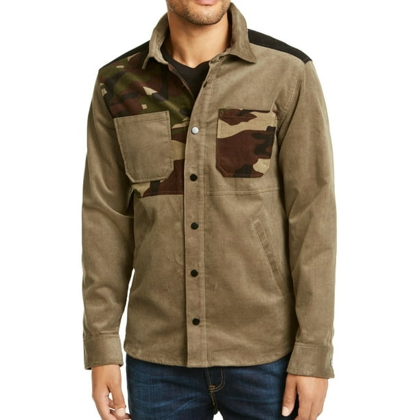 Mens Shirt Jacket Corduroy Camo Button Front XL - Walmart.com - Walmart.com