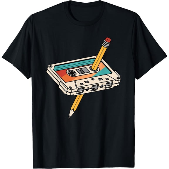80s 90s Retro Cassette Tape 1980s 1990s Music Vintage Outfit T-ShirtMen and women, Black T-shirt, size: Extra large