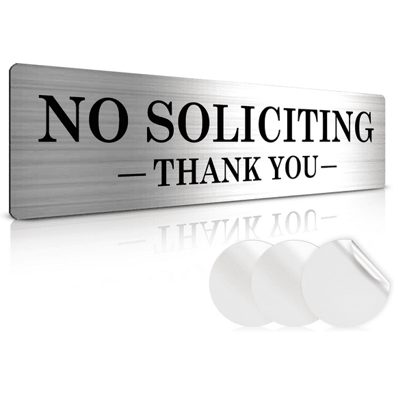 Assured Signs No Soliciting Sign for Residence | 2.2 x 8.25" | Brushed Silver | Acrylic