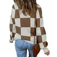 thumbnail image 4 of MOSHU Oversized Sweaters for Women Drop Shoulder Plaid Colorblock Tops Fall Crewneck Pullover Sweater, 4 of 10
