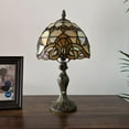 thumbnail image 4 of Tiffany Mini Table Lamp Gold Stained Glass Baroque Style Lavender Bedroom Living Room 8"W*15"H, 4 of 5