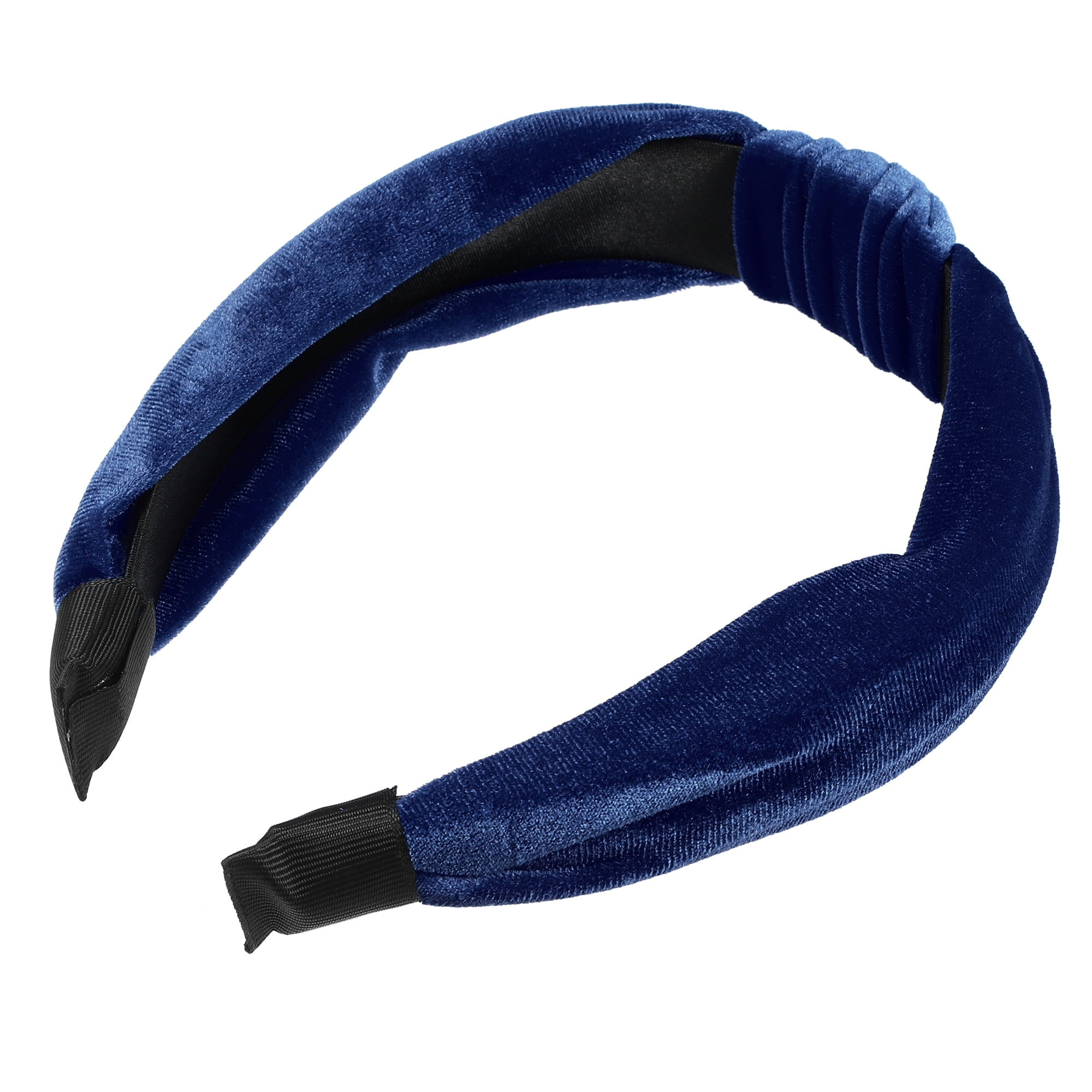 Unique Bargains Velvet Knotted Headbands Hairband for Women 1.2 Inch Wide Navy Blue