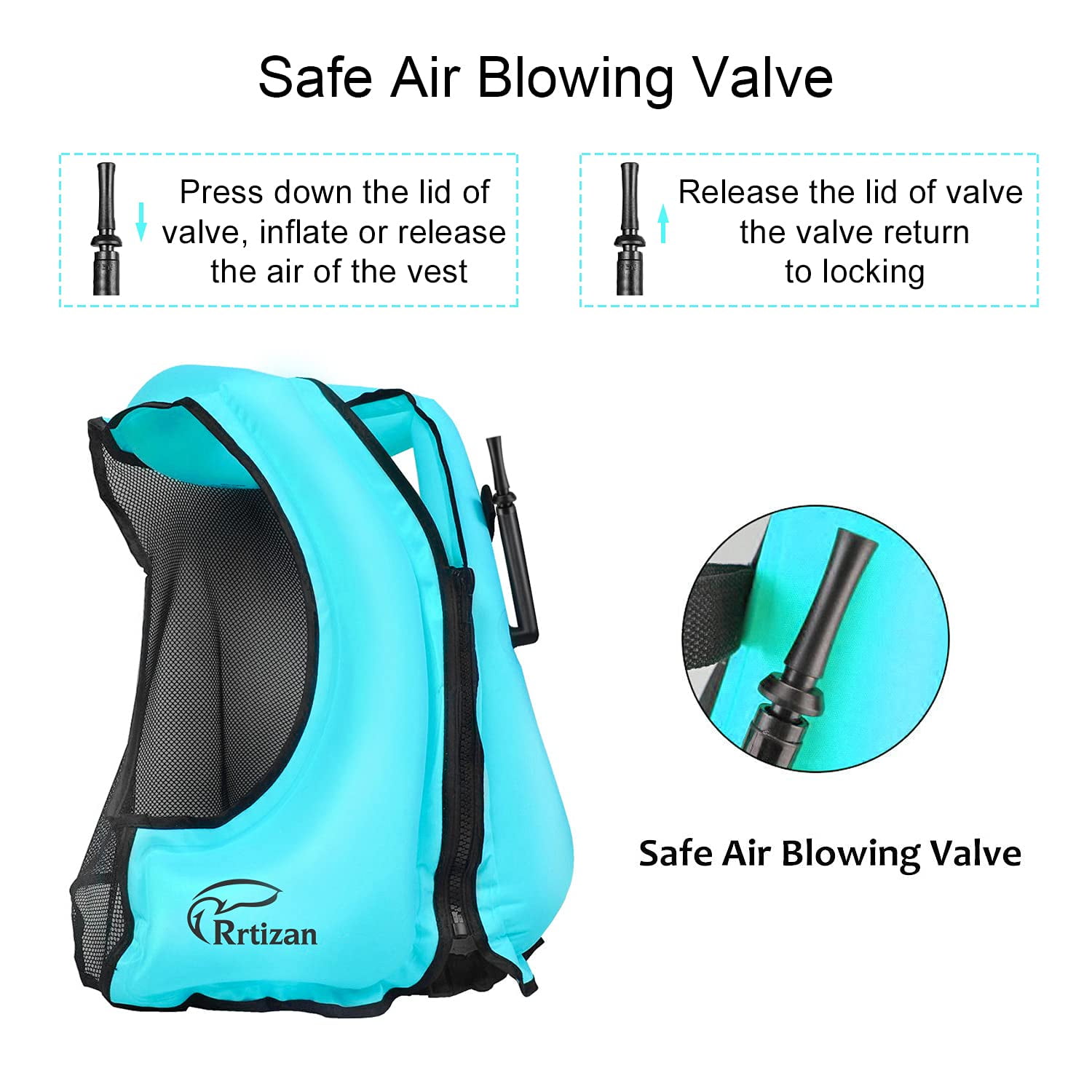 Adults Inflatable Swim Vest, Portable Snorkel Vest for Men/Women, Buoyancy Aid Jackets, Blue, L/XL