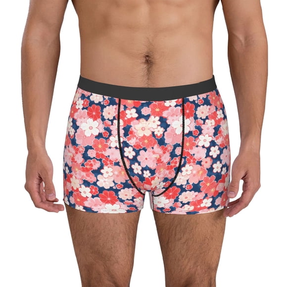 Easygdp Japanese Cherry Blossoms Mens Underwear Boxer Briefs,Moisture Wicking & Breathable,Comfort Stretch Moisture-Wicking Underwear-Small