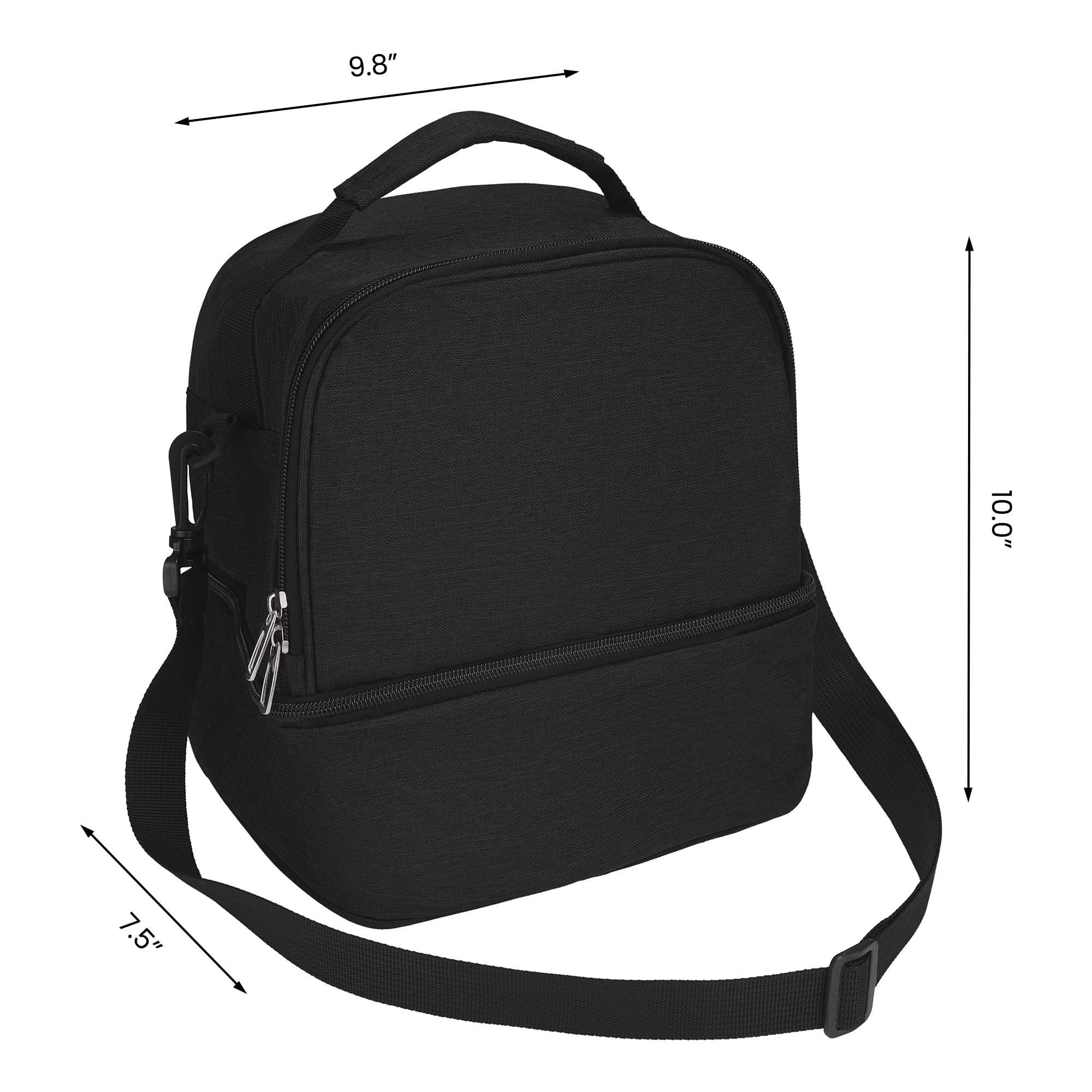 Unique Bargains Insulated Leakproof Lunch Bag for Office, Picnic Black