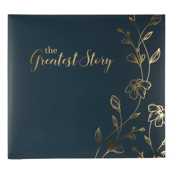 Recollections Scrapbook Album, "The Greatest Story" Floral Post Bound, Blue/Gold, 12" x 12", 10 Sheets, 1-Pack
