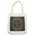 thumbnail image 1 of Compass Tote Bag, Drawing of a Sailing Compass on a Wooden Surface in Computer Generated Art, Cloth Linen Reusable Bag for Shopping Books Beach and More, 16.5" X 14", Cream, by Ambesonne, 1 of 2