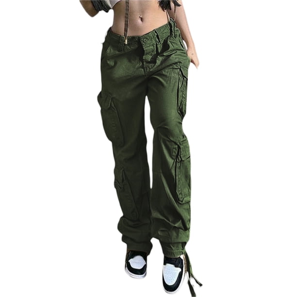 Txlixc Pantalones casuales para mujeres, pantalones de cremallera de color sólido para adultos, con bolsillos Txlixc moda