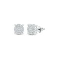 thumbnail image 2 of 10kt White Gold Womens Round Diamond Circle Cluster Earrings 1/4 Cttw, 2 of 2